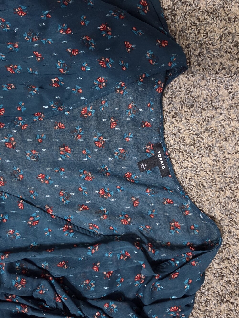 Teal Floral Short-Sleeve Dress - Picture 2 of 5